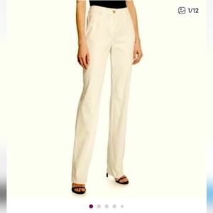 St John Sport Khaki Beige Stretch Cotton Jeans Straight Leg Pant 10 Quiet Luxury